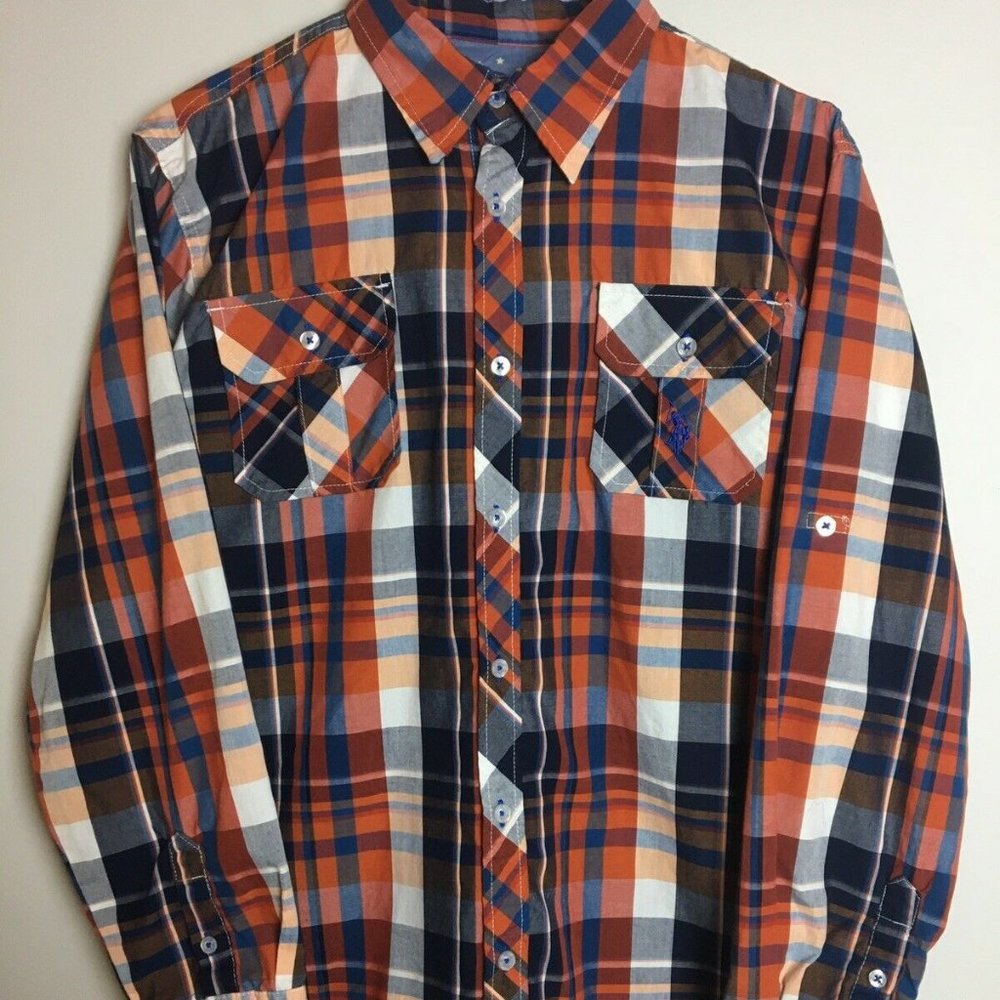 US Polo Assn Mens Size 18 Plaid Button Down Shirt